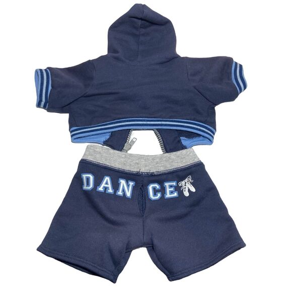 Build a Bear Blue Eyed White Teddy Bear Dancer Outfit Hoodie Sketchers 16" Tall - Picture 9 of 9